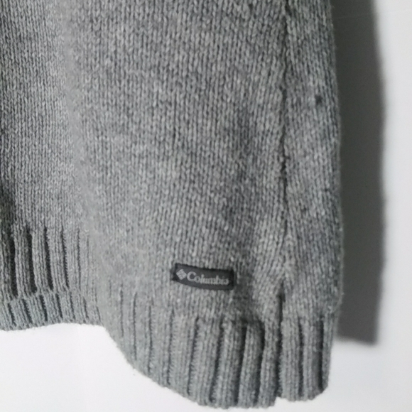 Vintage Med Columbia grey Wool blend w brown deer snowflake sweater turtleneck - Picture 3 of 11